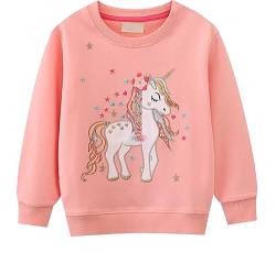 EULLA Kinder Mädchen Sweatshirt Pullover Activewear Langarm Baumwolle Einhorn Herbst Winter Oberteile 6 Jahre alt 3# Orange Einhorn DE 116 von EULLA