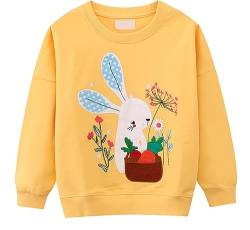 EULLA Kinder Mädchen Sweatshirt Pullover Activewear Langarm Baumwolle Hase Herbst Winter Oberteile 4 Jahre alt 7# Gelb Hase DE 104 von EULLA