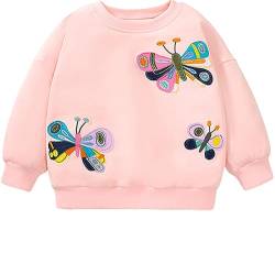 EULLA Kinder Mädchen Sweatshirt Pullover Activewear Langarm Baumwolle Schmetterling Herbst Winter Oberteile 4 Jahre alt 9# Rosa Schmetterling DE 104 von EULLA