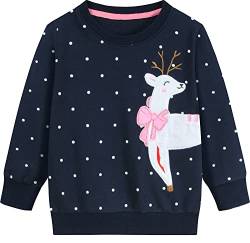 EULLA Kinder Mädchen Weihnacht Pullover Sweatshirt Weihnachtsoutfit Weihnachtspuli Winter Baumwolle Langarm Christmas Xmas Rentier Weihnachtskleidung Gr.122/128 7 Jahre 4# Dunkelblau Rentier DE 122 von EULLA