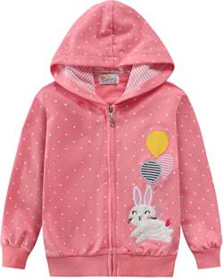 EULLA Kinder Mädchen Zip Up Hoodie Sweatjacke Kapuzenjacke Kapuzenpullover Langarm Baumwolle Rosa Hase Pullover Hoody Sweatshirt mit Reißverschluss 6# Rosa Hase DE 104 von EULLA