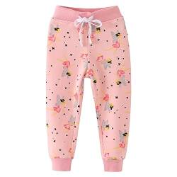 EULLA Mädchen Bottoms Jogginghose Schmetterling Muster Sweathose Kinder Baumwolle Sporthose Mädchen Hose 104 von EULLA