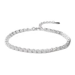 EUMENIDES Damen Sterling Silber Armband, 925 Sterling Silber, Silber Armband, verstellbar, (Sterling Silber-3mm) von EUMENIDES