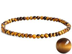 EUMENIDES Tigerauge-Armband, Farbiges Tigerauge-Armband für Frauen, 4/6MM, Qualität A (Gelber Tiger Eye Stein，4MM) von EUMENIDES