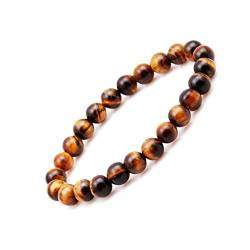 EUMENIDES Tigerauge-Armband, Farbiges Tigerauge-Armband für Frauen, 4/6MM, Qualität A (Gelber Tiger Eye Stein,6MM) von EUMENIDES