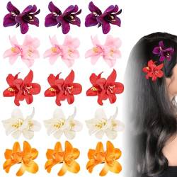 EUPSIIU 15 Stücke Blumen Haarklammer, Böhmische Blumen-Haarnadel, Mini Blumen Haarklammer, Damen Blumen Haarklammer, Tropische Blumen-Haarspange, für Foto, Alltag, Party, Hochzeit von EUPSIIU