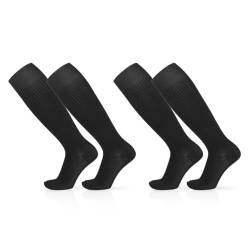 EUPSIIU 2 Paar Fussball Socken Kinder Fußballsocken Unisex Sportliche Fußball Socken Kinder Atmungsaktiv und schweißabsorbierend Rutschfeste Fußballsocken Laufen Sport für von 5-12 Jahren (Schwarz) von EUPSIIU