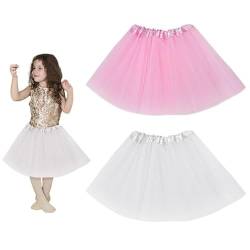 EUPSIIU 2 Stück Tutu für Mädchen, Tüllrock Kinder Röcke Tutu 3-lagig Prinzessin Ballettrock Tanzkleid Partykleid Tütü Rock Minirock Tüllrock für Dress Up Halloween Party Ballett (Baumwolle, 2 Farben) von EUPSIIU