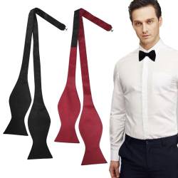 EUPSIIU 2 Stücke Herren Fliege zum Selberbinden Schleife Querbinder,Verstellbare Herren-Fliege, formale einfarbige klassische vorgebundene Fliege,Einstellbar Bow Tie für Hochzeit Party (2 Stücke) von EUPSIIU