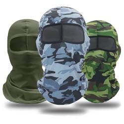 EUPSIIU 3 Stück Camo Gesichtsmaske Sturmhaube Balaclava für Damen Herren Skimaske Motorradmaske, Atmungsaktiv Gesichtsmaske Vollgesichtsmaske für Outdoor Militär Taktischer Motorrad Fahrrad (3 Farben) von EUPSIIU