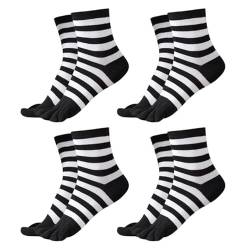 EUPSIIU 4 Paar Zehensocken Damen Fünf Finger Socken aus Baumwolle, Halb hohe Zehensocken, Damen Mädchen Sneaker Socken mit Zehen für Sport Laufende Freizeit Arbeit, für Jeden Tag (Baumwolle, Schwarz) von EUPSIIU