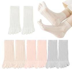 EUPSIIU 4 Paar Zehensocken Damen Fünf Finger Socken aus Baumwolle, Halb hohe Zehensocken, Damen Mädchen Sneaker Socken mit Zehen für Sport Laufende Freizeit Arbeit, für Jeden Tag (Baumwolle, 4 Farben) von EUPSIIU