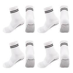 EUPSIIU 4 Paare Fußball Socken Sportsocken kinder,Grip Socken Fussball Kinder Fußballsocken Rutschfeste Socken Sportsocken Kinder Anti Rutsch Design,Kinder Trainingssocken,grip socken (Weiß) von EUPSIIU