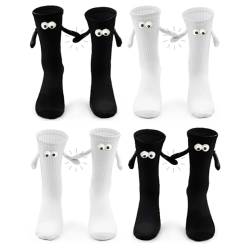 EUPSIIU 4 Pairs Funny Magnetic Suction Cup Socks, Hand in Hand Socks, Magnet Socken, Hand Holding Socks, Friendship Socks, Couple Socks, 3D Doll Pair Socks, Unisex, 36-44 von EUPSIIU