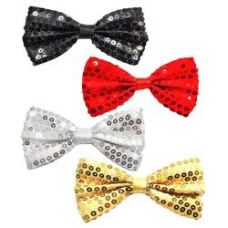 EUPSIIU 4 Stück Glitzer Fliege Funkelnde Pailletten Fliege, Verstellbare Riemenschnalle Glänzend Glitzer Vorgebunden Fliege für Männer Junggesellenabschied Accessoire Disco Party Karneval (4PCS) von EUPSIIU