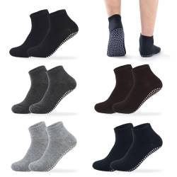 EUPSIIU 5 Paar Unisex Grip Socken Anti-Rutsch Slipper Barre Socken Klebesocken Yoga Socken für Damen und Herren,Stoppersocken,Antirutschsocken,Pilates Socken für Zuhause Workout Sport (5 colores) von EUPSIIU