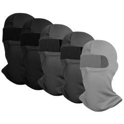 EUPSIIU 5 Stücke Sturmhauben, Skimaske Balaclava Gesichtshaube, Balaclava Elastisch UV Schutz Motorradmaske Fahrrad Gesichtsmaske für Winter Sommer Outdoor Sports, Einheitsgröße (Schwarz, Grau) von EUPSIIU