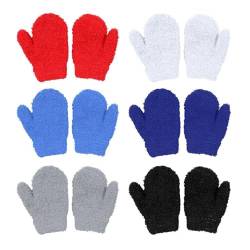 EUPSIIU 6 Paare Kleinkind Stretch-Fäustlinge,handschuhe,Kleinkind Fäustlinge Winter Handschuhe Gestrickte Korallenvlies Babyhandschuhe,für 1-4 Jahre Junge Mädchen Draußen Skihandschuhe (6 Farben) von EUPSIIU