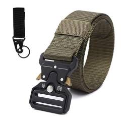 EUPSIIU Tactical Rigger Gürtel Herren, Verstellbarer Schnellverschluss Metallschnalle Nylon Taktischer Militär Gürtel mit Schlüsselanhänger Canvasgürtel für Outdoor Arbeit Reisen Camping (Grün) von EUPSIIU