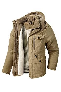 EUSMTD Herren Freizeit Lange Steppjacke Arbeits Winterjacke Mantel Fleecefutter Wärme JackeParka 3256 Khaki XL von EUSMTD