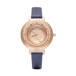 EUTOUR Damenuhr Damen Analog Quarz Uhren Luxus Eleganz Minimalist Armbanduhr mit Leder Armband Gold-36 mm von EUTOUR