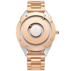 EUTOUR Damenuhr Magnet Uhr kein Glas Kugellager Uhren Quarz Eleganz Minimalist Armbanduhr mit Edelstahl Armband Gold-36 mm von EUTOUR