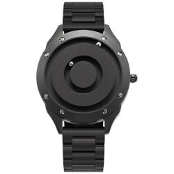 EUTOUR Damenuhr Magnet Uhr kein Glas Kugellager Uhren Quarz Eleganz Minimalist Armbanduhr mit Edelstahl Armband Schwarz-36 mm von EUTOUR