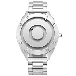 EUTOUR Damenuhr Magnet Uhr kein Glas Kugellager Uhren Quarz Eleganz Minimalist Armbanduhr mit Edelstahl Armband Silber-36 mm von EUTOUR