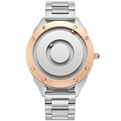 EUTOUR Damenuhr Magnet Uhr kein Glas Kugellager Uhren Quarz Eleganz Minimalist Armbanduhr mit Edelstahl Armband Silber Gold-36 von EUTOUR