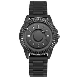 EUTOUR Damenuhr Magnet Uhr kein Glas Kugellager Uhren Quarz Luxus Eleganz Diamant Armbanduhr mit Edelstahl Armband Schwarz-40 mm von EUTOUR