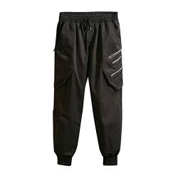 EUVIP Herren Sporthose Lose Polyester Jogginghose Design Jogging Winter Reißverschluss Einfarbige Freizeithose Karo Schlupfhose Herren von EUVIP