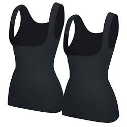 EUYZOU Damen Unterbrust Shapewear Tank Tops – nahtlos Bauchkontrolle Kompression Camisole Tops Schlankheits Tank - Schwarz - XX-Large von EUYZOU