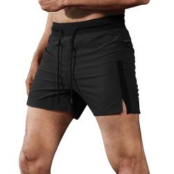 EUzeo Herren Kurze Hosen Sommershorts Lockere Passform Herrenshorts Elastische Taille Shorts Cargo Shorts Kurze Freizeithose Sport Jogging Shorts Einfarbig Zipper Hosen Kordelzug Strand Shorts von EUzeo