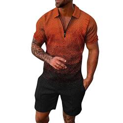 Herren Trainingsanzug Sommer Jogginganzug Hausanzug T-Shirt+Hose Sportanzug Freizeitanzug Kurzarm Hawaii Hemd Shorts Set Zweiteiliges Druckanzug Musikdruck Kordelzug Hemd und Sportanzug Herren L von EUzeo