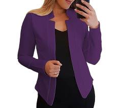 EVANEM Blazer Damen,Klassischer Damen-Blazer Eleganter Cardigan Lila Blazer-Jacke Bolero-Jacke Schmale Passform Damen-Blazer Von Kante Zu Kante Für Formelle Geschäftsarbeit Büro Hochzeitsgast XXL von EVANEM