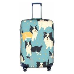 EVANEM Border Collie Pattern Travel Luggage Cover, Elastic Trolley Case Protective Cover, Anti-Scratch Suitcase Protector,Fits 18-32 Inch Luggage, Border Collie Muster, L von EVANEM