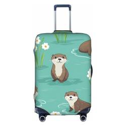 EVANEM Border Collie Pattern Travel Luggage Cover, Elastic Trolley Case Protective Cover, Anti-Scratch Suitcase Protector,Fits 18-32 Inch Luggage, Otter, L von EVANEM