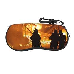 EVANEM Eye Balls Brillenetui, weiche Schale, leichtes Neopren-Reißverschluss, Sonnenbrillenetui mit Clip, Feuerwehrmann Feuerwehrmann Flamme, One size von EVANEM