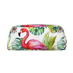 EVANEM Federmäppchen, Federmäppchen, Stifttasche, tropischer Flamingo, bedruckt, Schreibwaren-Organizer mit Reißverschluss, Stifteetui, Kosmetiktasche für Büro, Reisen, Münzbeutel, silber, von EVANEM