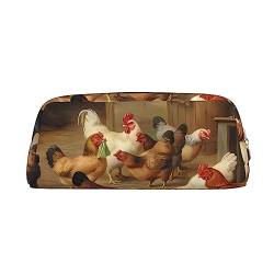 EVANEM Federmäppchen Federmäppchen Stifttasche Huhn Henne Bauernhof Gedruckt Schreibwaren Organizer mit Reißverschluss Bleistift Stift Fall Kosmetiktasche für Büro Reise Münzbeutel, gold, Einheitsgröße, Taschen-Organizer von EVANEM