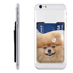 EVANEM Hund mit Blume Handyhülle Kartenhalter PU Leder Selbstklebend ID Kreditkartenetui für 2,4x3,5 Zoll Smartphone Rückseite von EVANEM