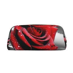 EVANEM Pencil Case Pencil Pouch Pen Bag Red Rose Printed Stationery Organizer with Zipper Pencil Pen Case Cosmetic Bag for Office Travel Coin Pouch, gold, Einheitsgröße, Taschen-Organizer von EVANEM