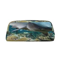 EVANEM Pencil Case Pencil Pouch Pen Bag Shark Printed Stationery Organizer with Zipper Pencil Pen Case Cosmetic Bag for Office Travel Coin Pouch, silber, Einheitsgröße, Taschen-Organizer von EVANEM