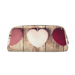 EVANEM Pencil Case Pencil Pouch Pen Bag Wood Board Heart Printed Stationery Organizer with Zipper Pencil Pen Case Cosmetic Bag for Office Travel Coin Pouch, gold, Einheitsgröße, Taschen-Organizer von EVANEM