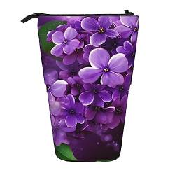 EVANEM Stehendes Federmäppchen Regenbogen Ozean Gedruckt Teleskop Bleistifthalter Schreibwaren Fall Pop Up Bleistift Tasche Teleskop Stifthalter Für Büro Arbeit Neujahr Geschenk, Violett/Blumenmuster, von EVANEM