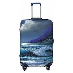 EVANEM Travel Luggage Cover Double Sided Suitcase Cover For Man Woman Moonlight Lighthouse Washable Suitcase Protector Luggage Protector For Travel Adult, Schwarz , L von EVANEM