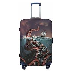 EVANEM Travel Luggage Cover Double Sided Suitcase Cover For Man Woman Octopus Monster Washable Suitcase Protector Luggage Protector For Travel Adult, Schwarz , L von EVANEM