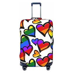 EVANEM Travel Luggage Cover Double Sided Suitcase Cover For Man Woman Rainbow Colored Hearts Washable Suitcase Protector Luggage Protector For Travel Adult, Schwarz , L von EVANEM