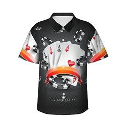 Poker-Turnier-bedruckte Herren-Hawaii-Hemden mit Knopfleiste, lässig, kurzärmelig, Sommer, Strand-Shirt, Tops, Schwarz, XXL von EVANEM