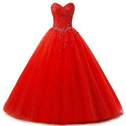 EVANKOU Damen Liebsten Lang Tüll Formellen Abendkleid Ballkleid Festkleider P25 Rot Größe 36 von EVANKOU